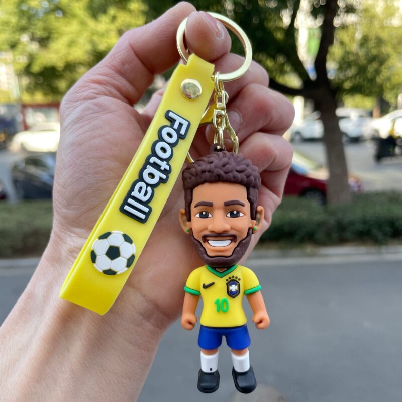 Neymar #10 Brazil Football Figure Keychain | Yellow Strap